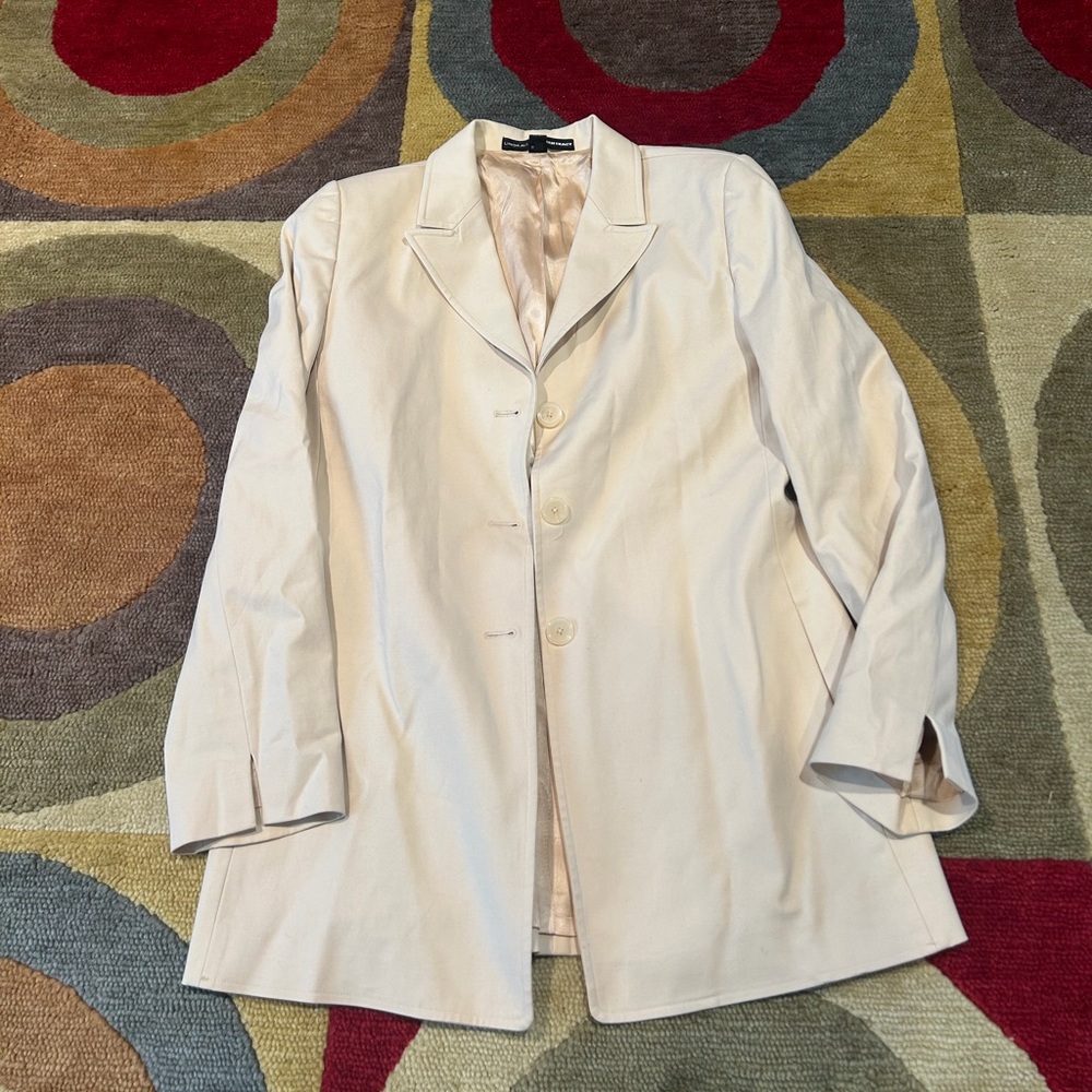 Linda Allard Ellen Tracy Vintage Retro Beige Blazer Jacket Trench Coat Women’s 8